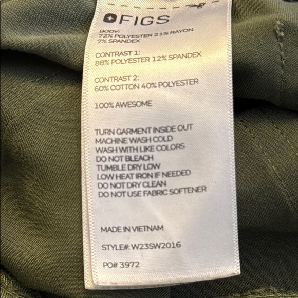 Figs Green Cargo Pants with Elastic Waistband #84 - Picture 10 of 10